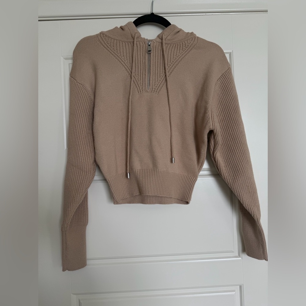 Zara Tan zip Neck hoodie Sweater - Picture 1 of 3